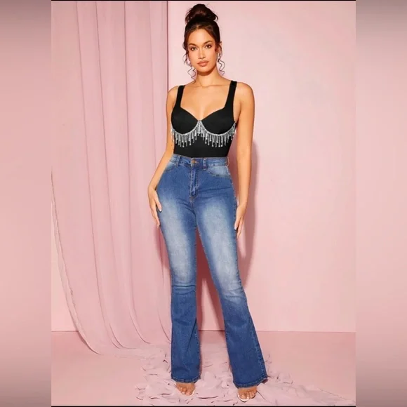 Rhinestone Fringe Trim Bodysuit - Picture 6 of 6